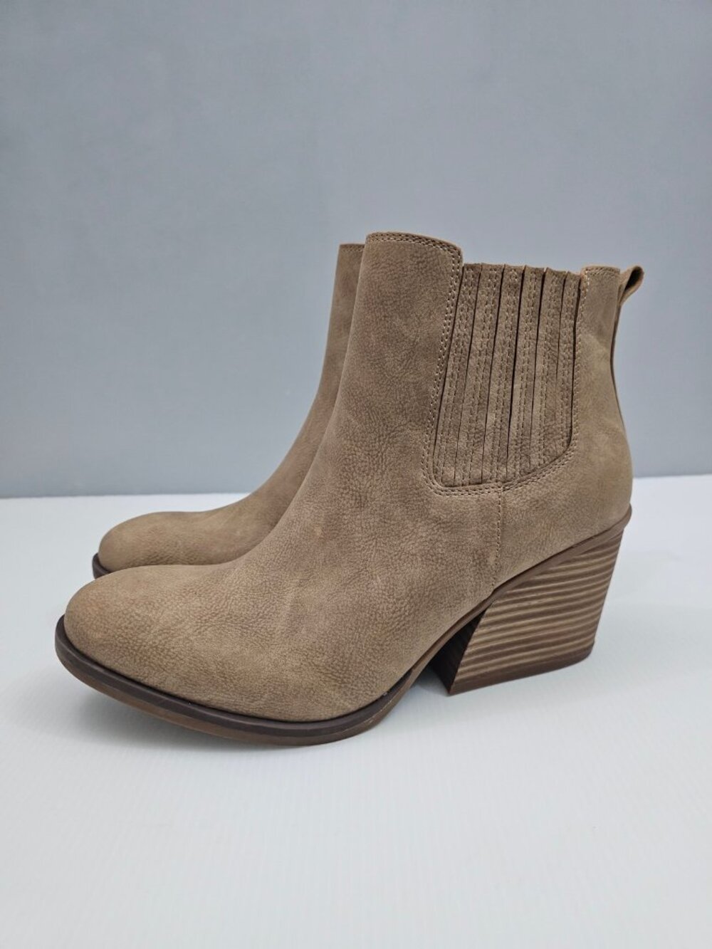 Korks By Kork Ease Hadley Ankle Boot Women 10 Natural Chelsea Western Block Heel